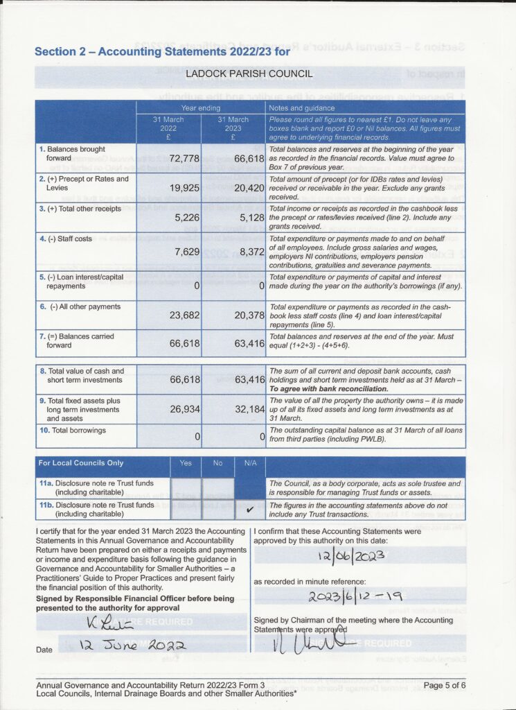 AGAR 2 Accounting Statement 